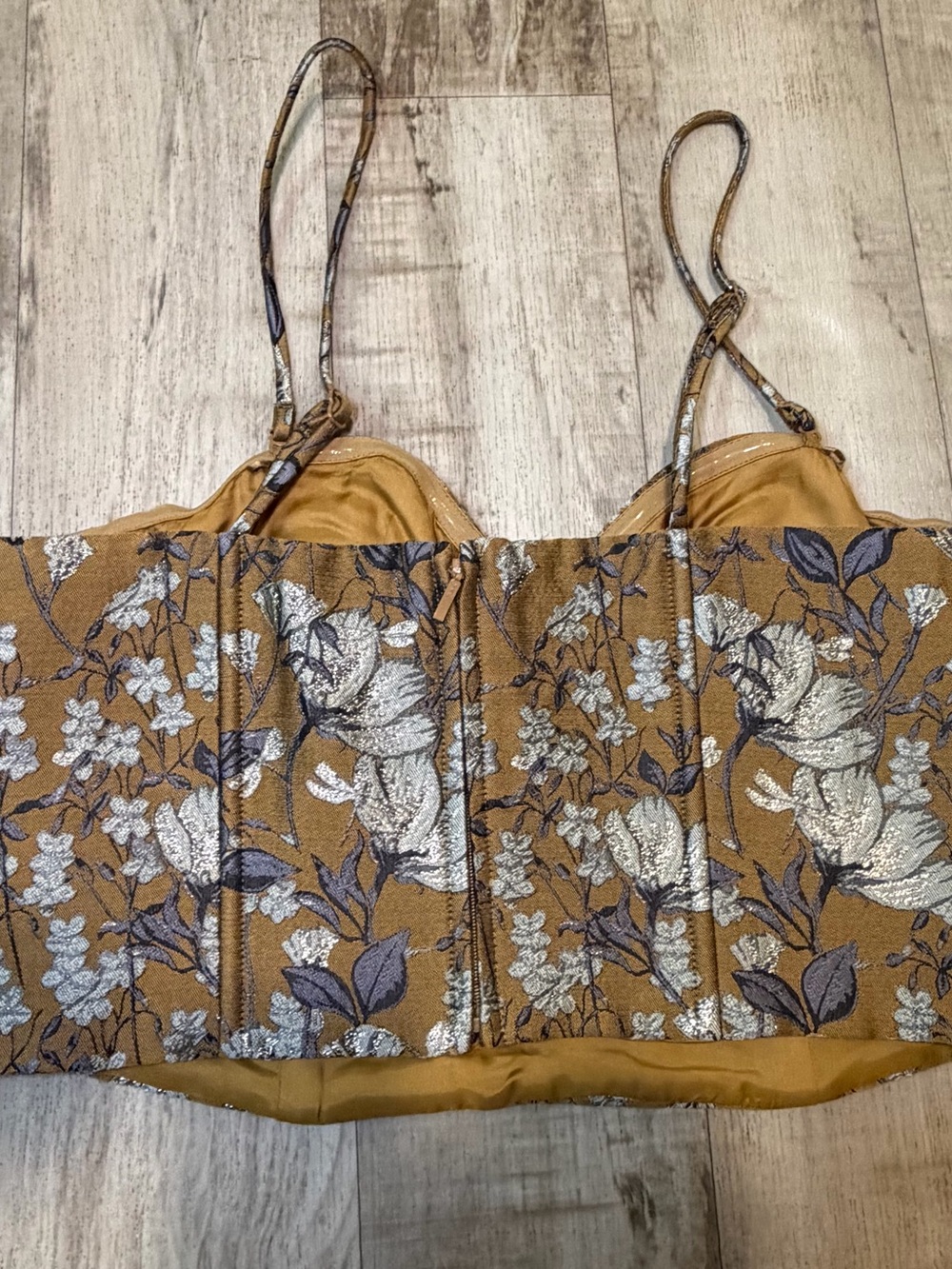 Banana Republic Women’s Floral Jacquard Cropped Corsette Bustier Top Size 6 - Picture 6 of 14
